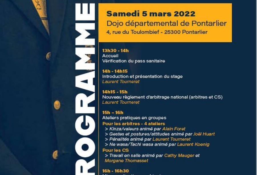 Stage du corps arbitrale à Pontarlier le 5 mars 2022